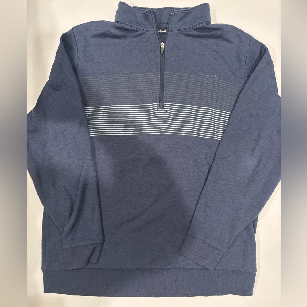 Travis Mathew Book Club Men’s Quarter Zip Golf Stretch Pullover Blue Size XL
